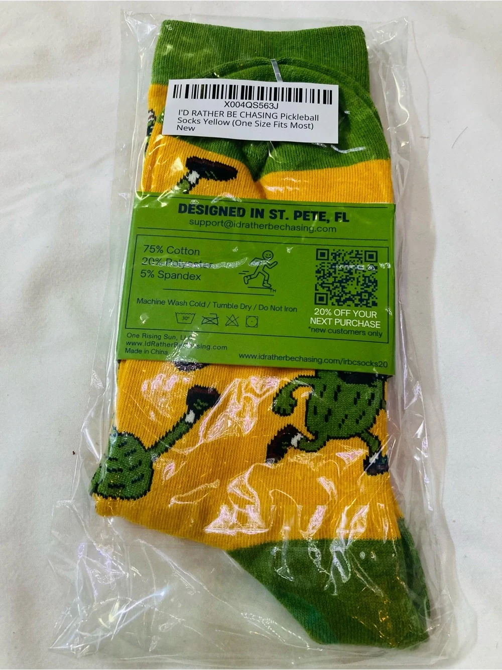 I'd Rather Be Chasing Yellow & Green Novelty Socks